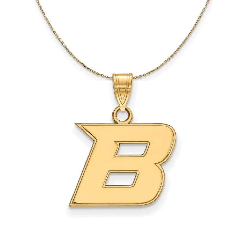 14k Yellow Gold Boise State Small Initial B Necklace