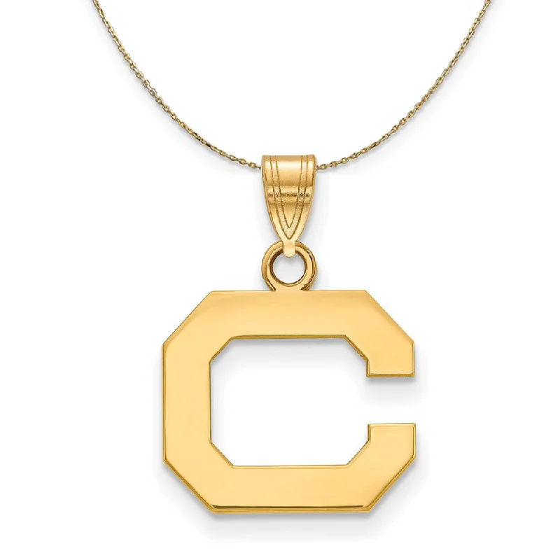 Smelted gold necklace-14k Yellow Gold California Berkeley Small Initial C Necklace