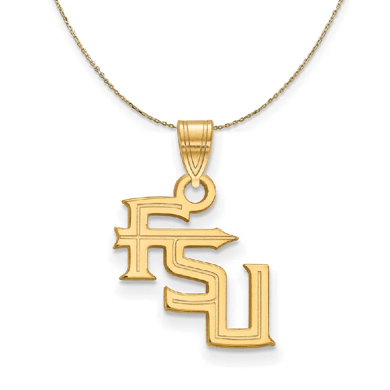 Varied stone necklace-14k Yellow Gold Florida State Small 'FSU' Necklace