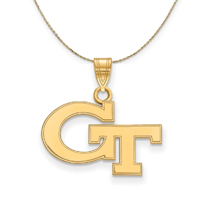 14k Yellow Gold Georgia Technology Small 'GT' Necklace