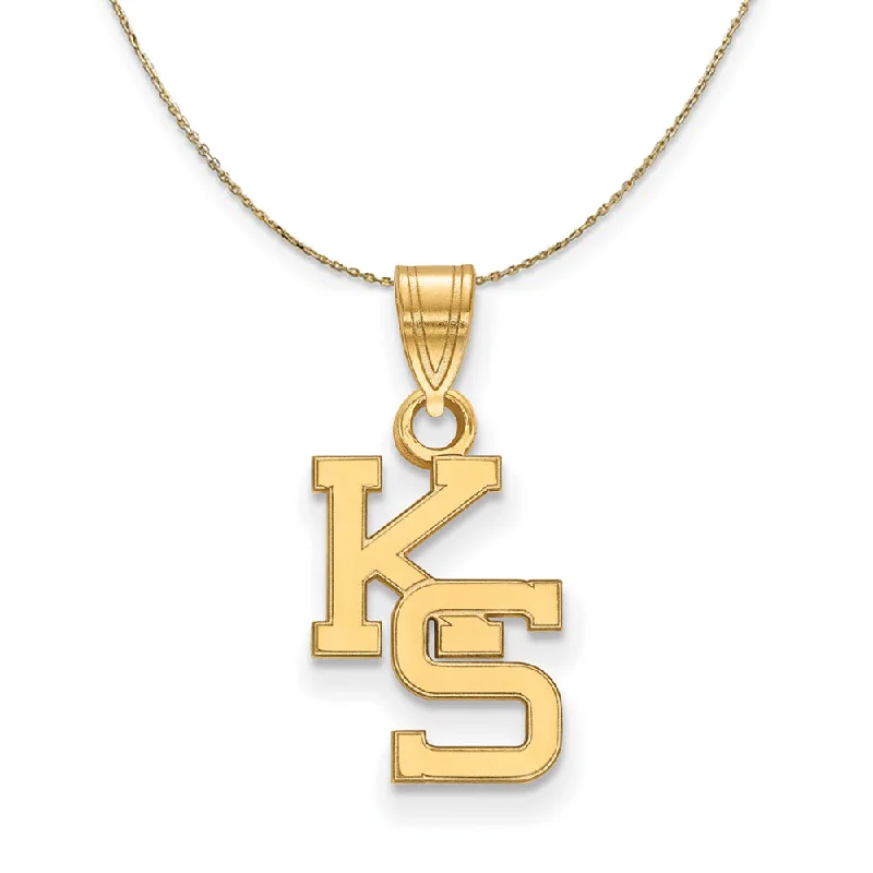 Hammered bronze necklace-14k Yellow Gold Kansas State Small Necklace