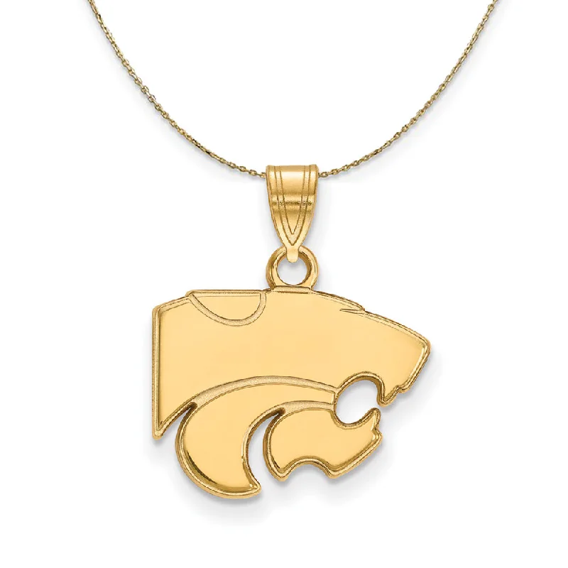 Skewed stone necklace-14k Yellow Gold Kansas State Small Mascot Necklace