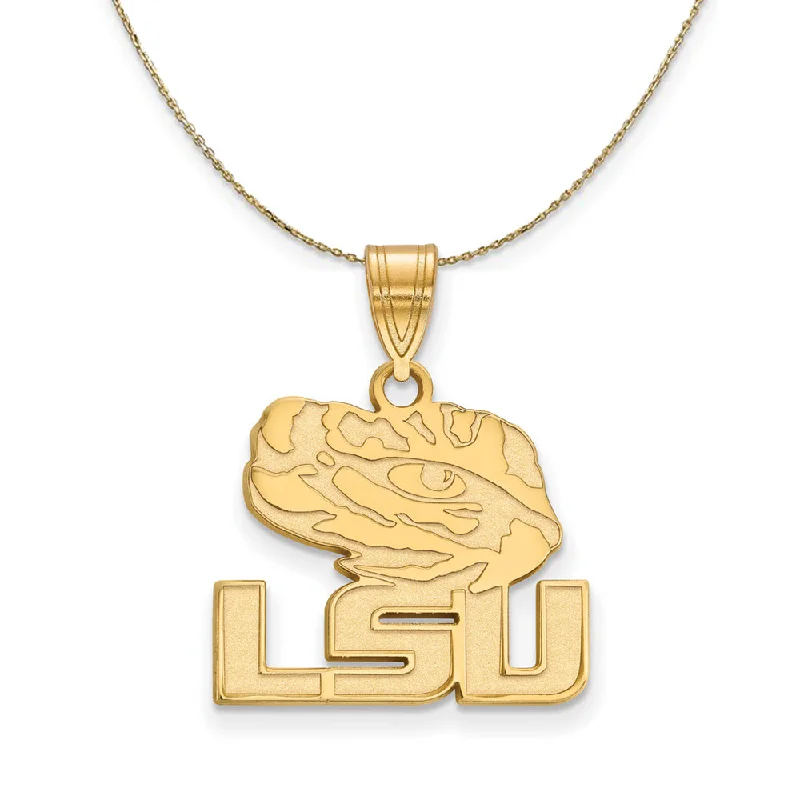 14k Yellow Gold Louisiana State Medium Logo Necklace