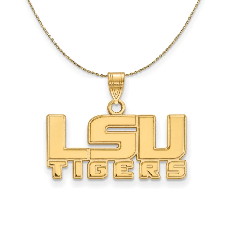 Rich marble necklace-14k Yellow Gold Louisiana State Small Logo Necklace