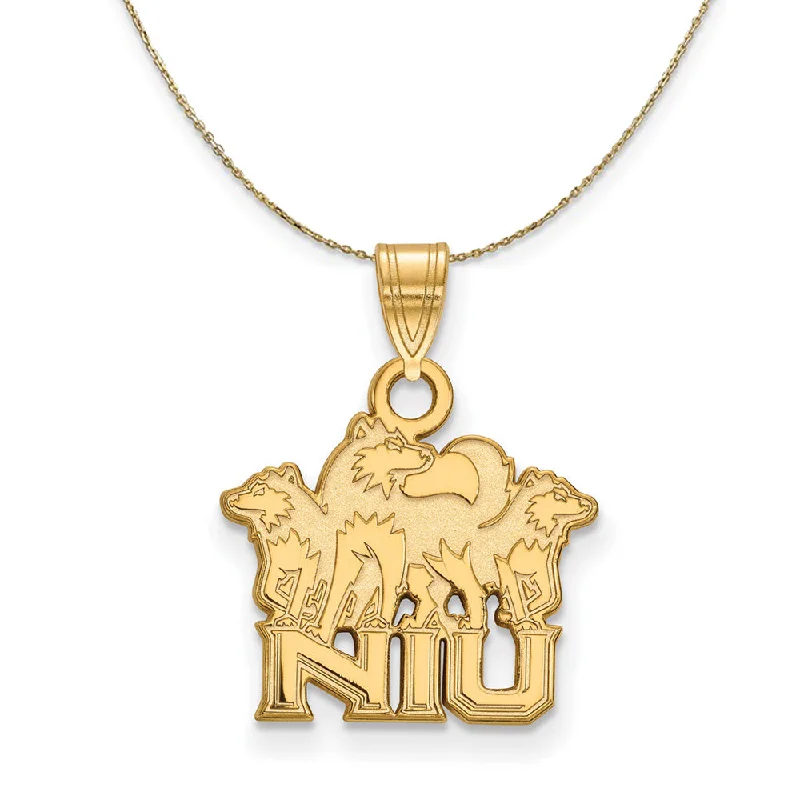 Grooved chain necklace-14k Yellow Gold Northern Illinois U. Sm Logo Necklace