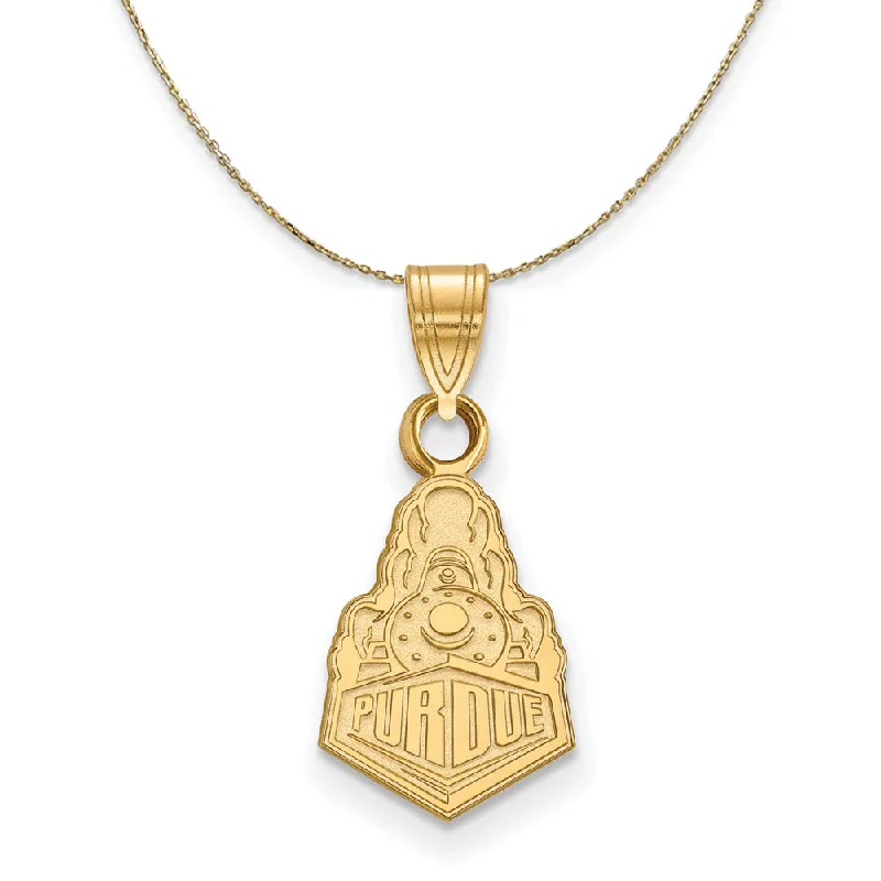 Worn finish necklace-14k Yellow Gold Purdue Small Logo Necklace