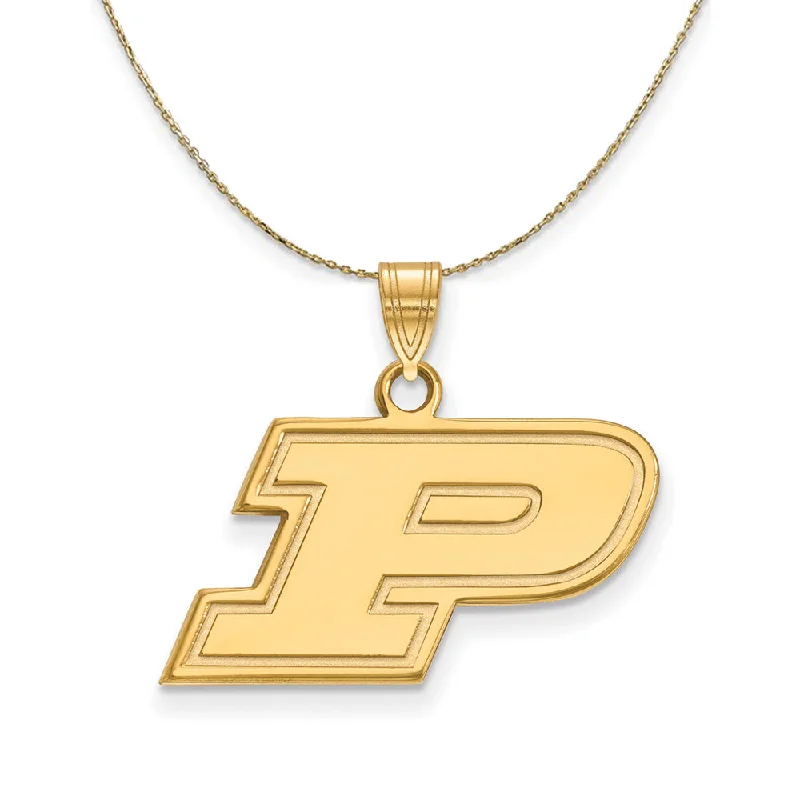 Etched initial necklace-14k Yellow Gold Purdue Small Initial P Necklace