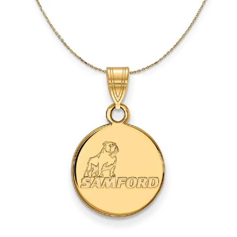 Curved design necklace-14k Yellow Gold Samford U. Small Logo Disc Necklace