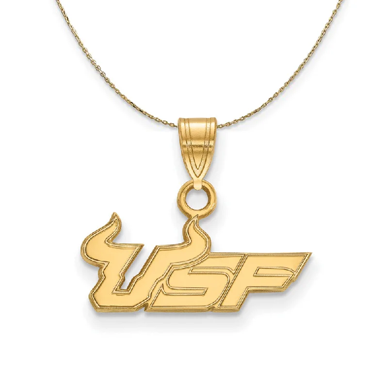 Bud-shaped necklace-14k Yellow Gold South Florida Small 'USF' Necklace