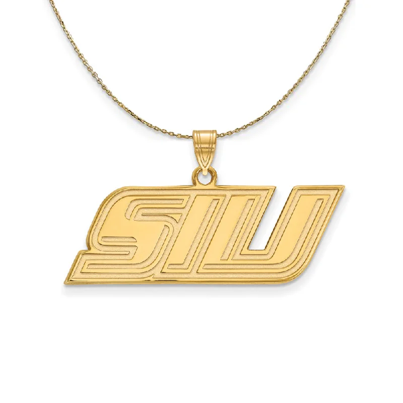 14k Yellow Gold Southern Illinois U. Small 'SIU' Necklace