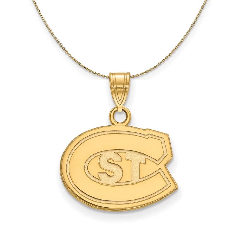 Ridged pattern necklace-14k Yellow Gold St. Cloud State Small 'STC' Necklace