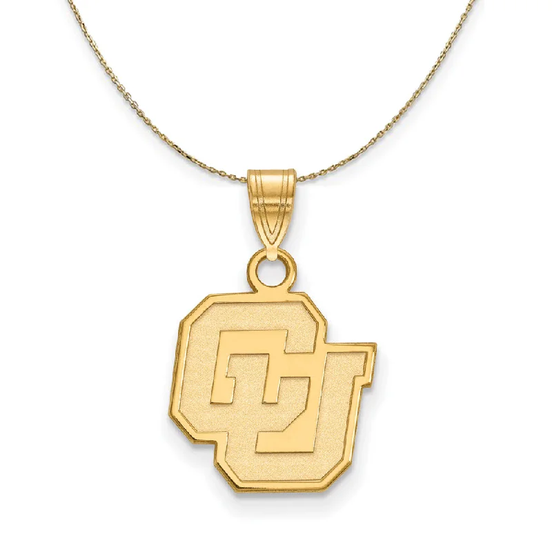 Glinting drop necklace-14k Yellow Gold U of Colorado Small Necklace