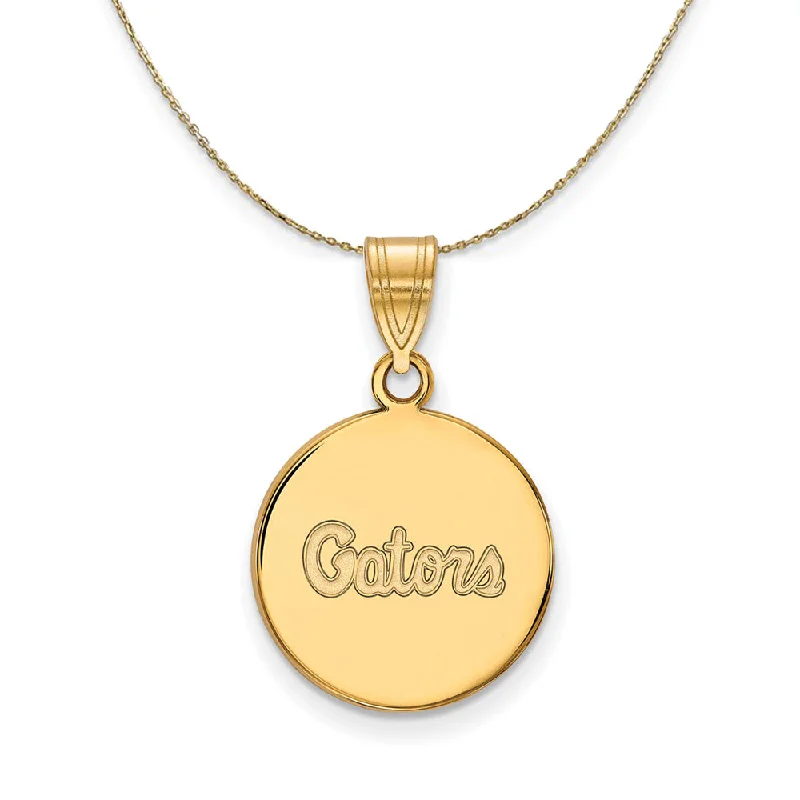 14k Yellow Gold U of Florida Medium Disc Necklace