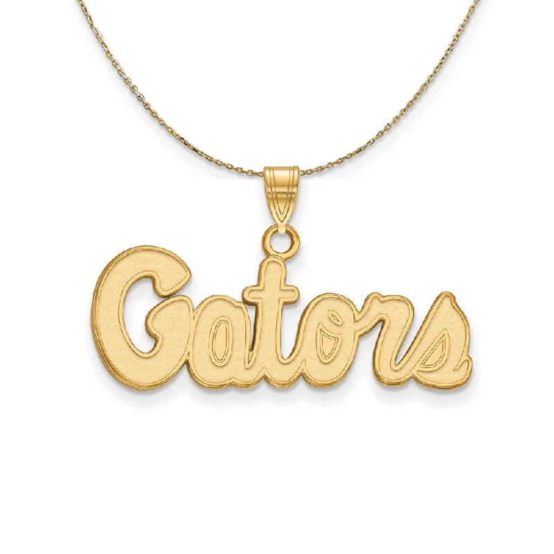 14k Yellow Gold U of Florida Small Script 'Gators' Necklace