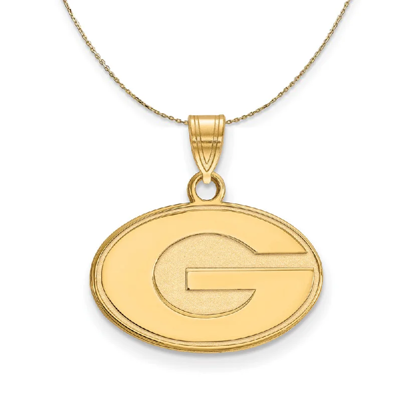 14k Yellow Gold U. of Georgia Small 'G' Oval Necklace