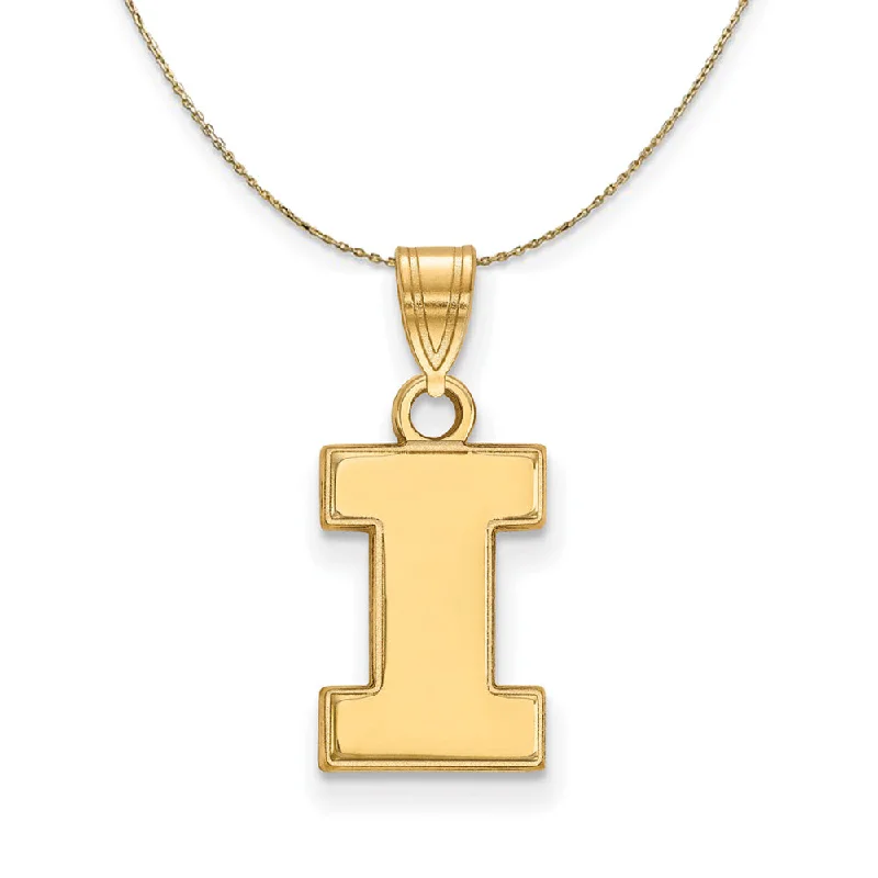 Glinting gem necklace-14k Yellow Gold U. of Illinois Small Initial I Necklace