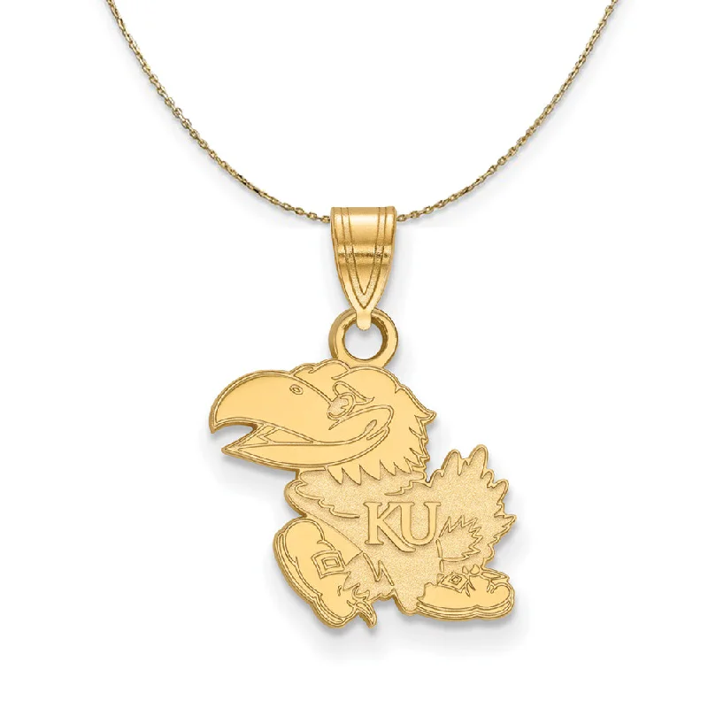 Thin-band necklace-14k Yellow Gold U. of Kansas Small Mascot Necklace