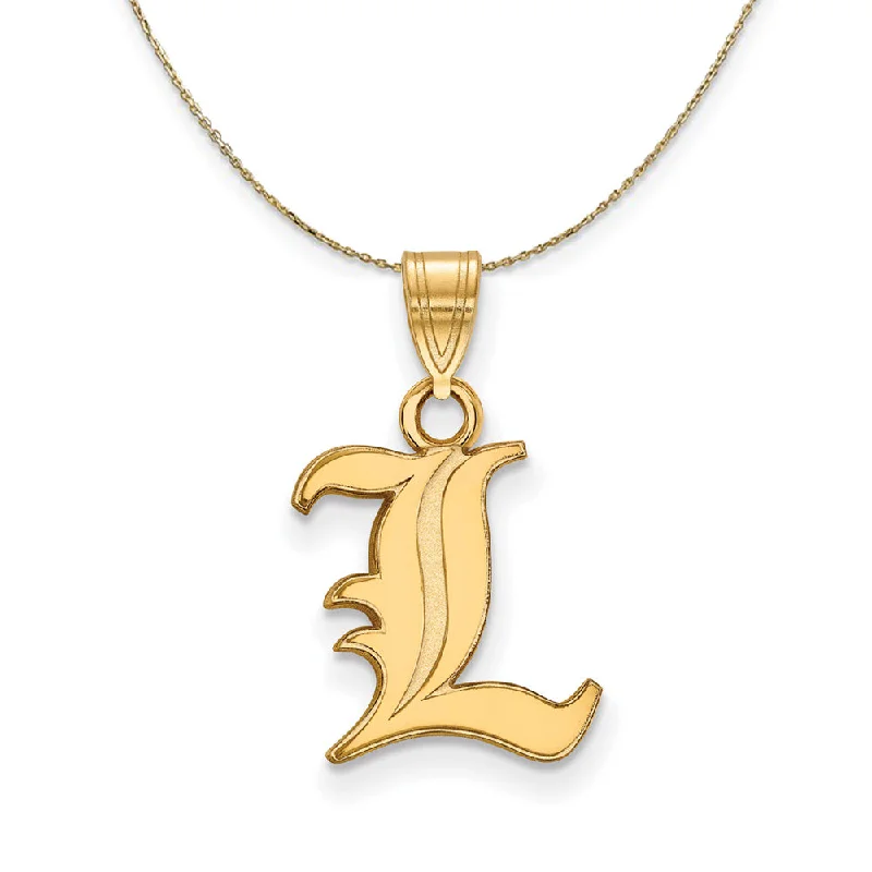 Worn finish necklace-14k Yellow Gold U. of Louisville Small 'L' Necklace