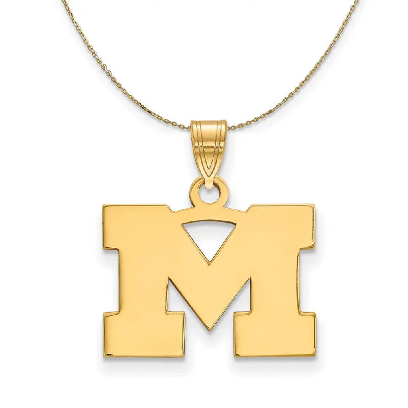 14k Yellow Gold U. of Michigan Small Initial M Necklace