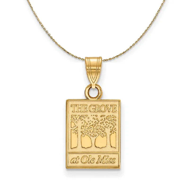 14k Yellow Gold U. of Mississippi Sm Square Logo Necklace