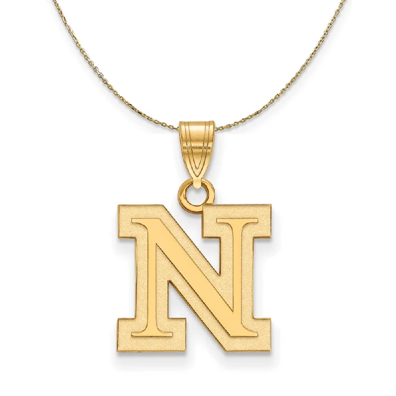 14k Yellow Gold U. of Nebraska Small Initial N Necklace