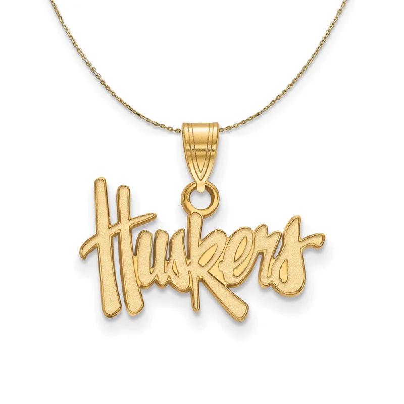 Hammered bronze necklace-14k Yellow Gold U. of Nebraska Small 'Huskers" Necklace