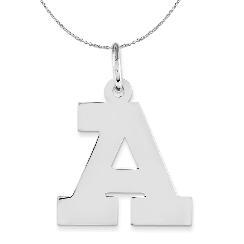 Luminous gem necklace-Silver Amanda Collection Medium Block Style Initial A Necklace