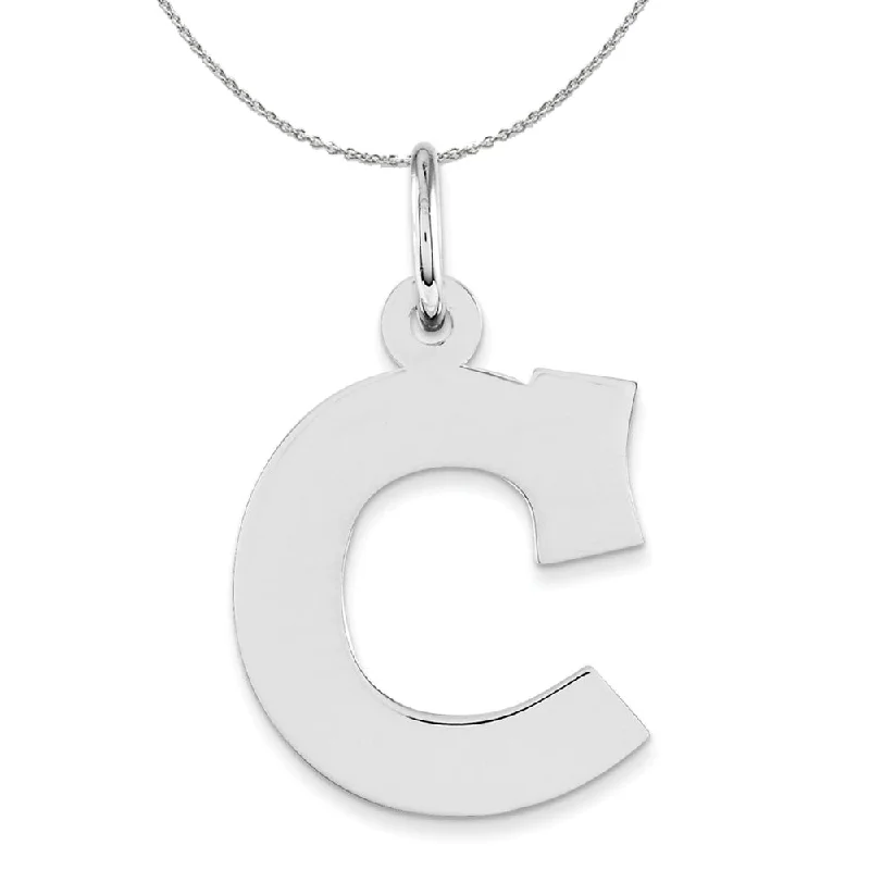 Silver Amanda Collection Medium Block Style Initial C Necklace