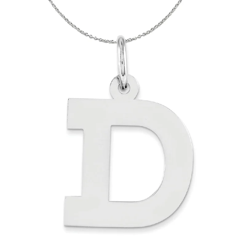 Silver Amanda Collection Medium Block Style Initial D Necklace