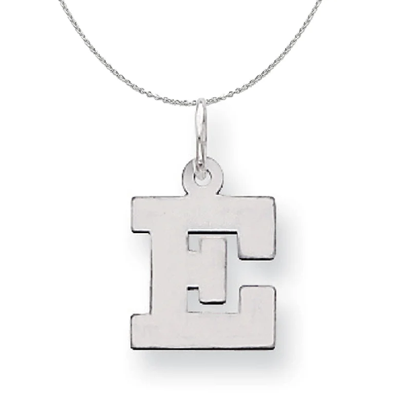 Stretch stone necklace-Silver, Amanda Collection Small Block Style Initial E Necklace