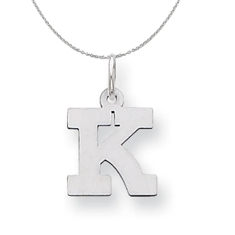 Coiled wire necklace-Silver, Amanda Collection Small Block Style Initial K Necklace