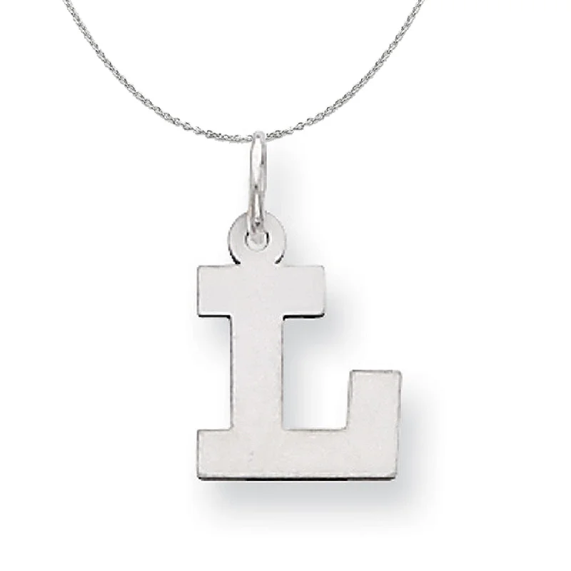 Elevated bar necklace-Silver, Amanda Collection Small Block Style Initial L Necklace