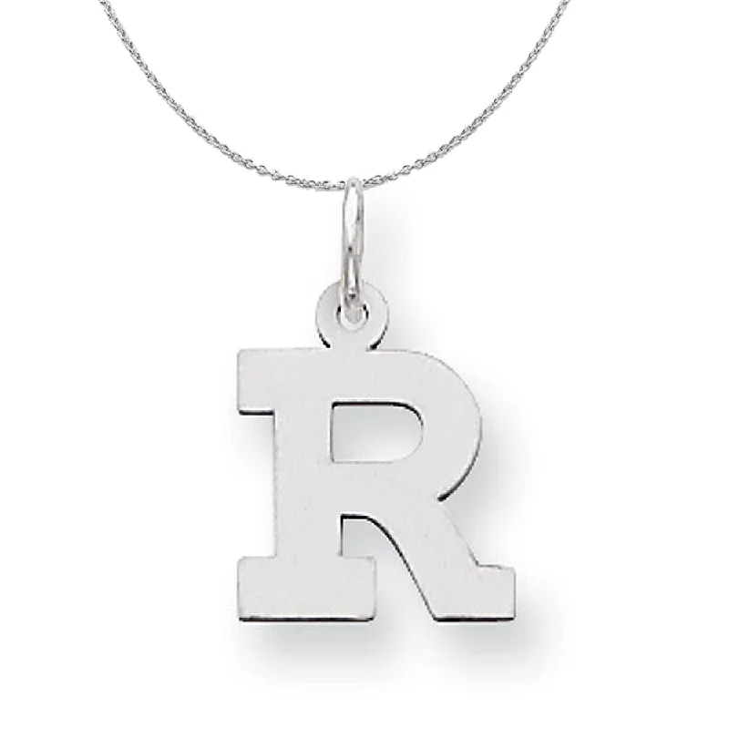 Sleek-cut necklace-Silver, Amanda Collection Small Block Style Initial R Necklace