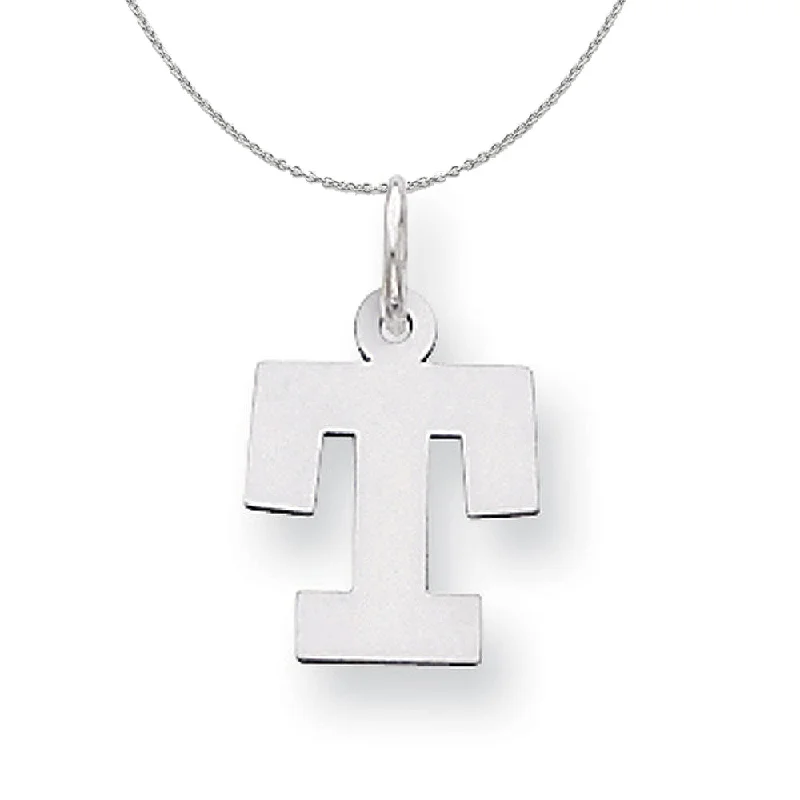 Eleven-gem necklace-Silver, Amanda Collection Small Block Style Initial T Necklace