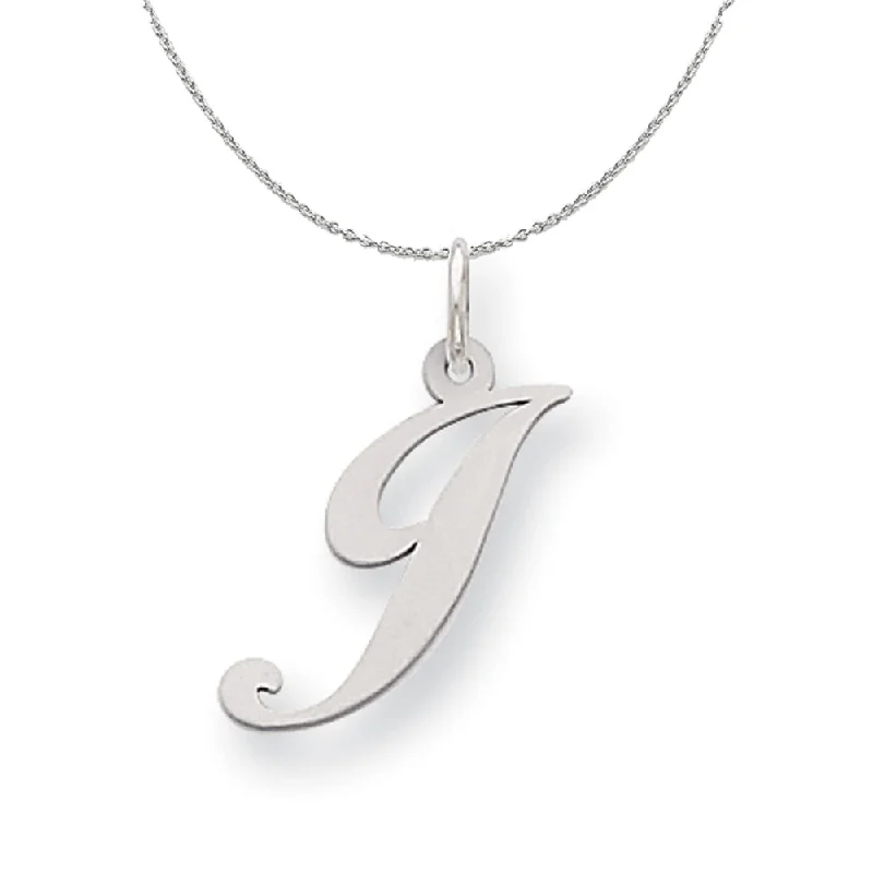 Rich rhodonite necklace-Silver, Ella Collection Medium Fancy Script Initial J Necklace