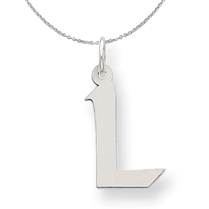 Silver Karlie Collection Artisan Block Initial Charm Letter L Necklace