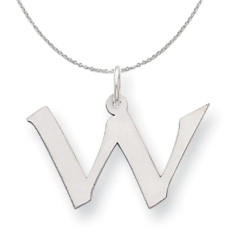 Dense sapphire necklace-Silver Karlie Collection Artisan Block Initial Charm Letter W Necklace