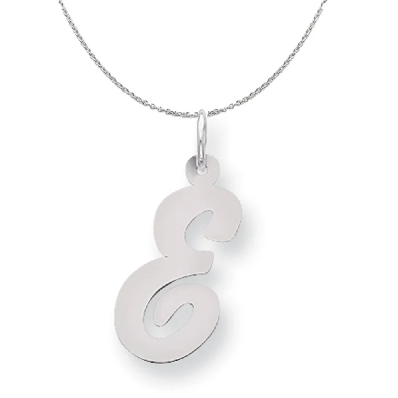 Bold gold necklace-Silver Madison Collection LG Classic Script Initial E Necklace