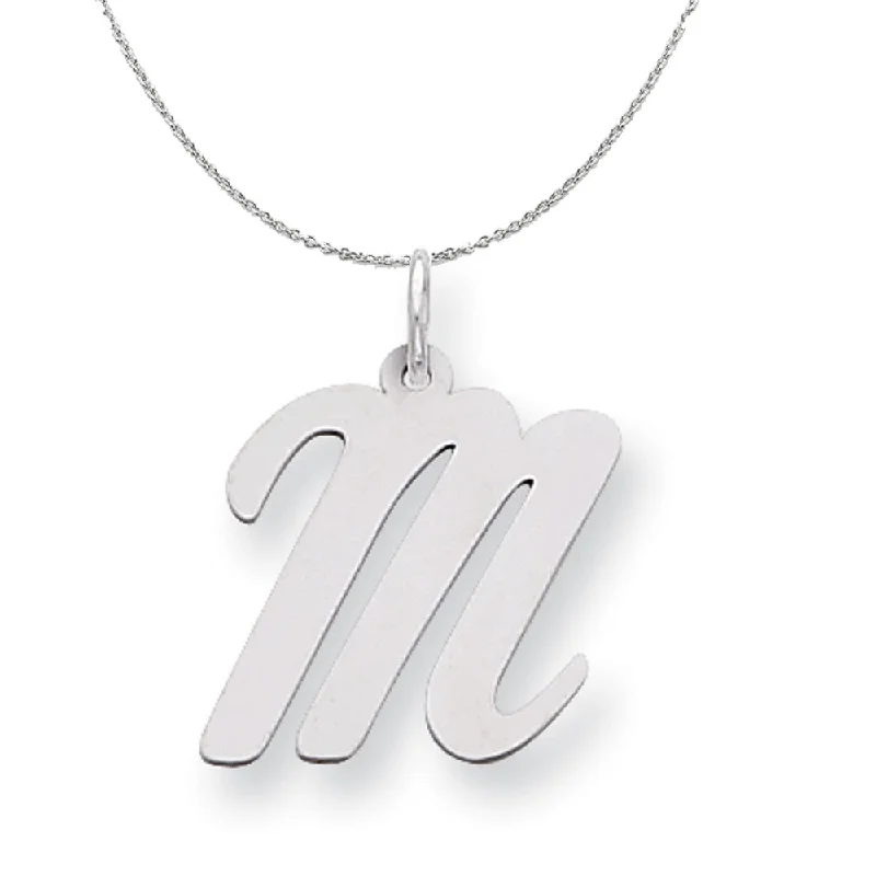 Aged bronze necklace-Silver Madison Collection LG Classic Script Initial M Necklace