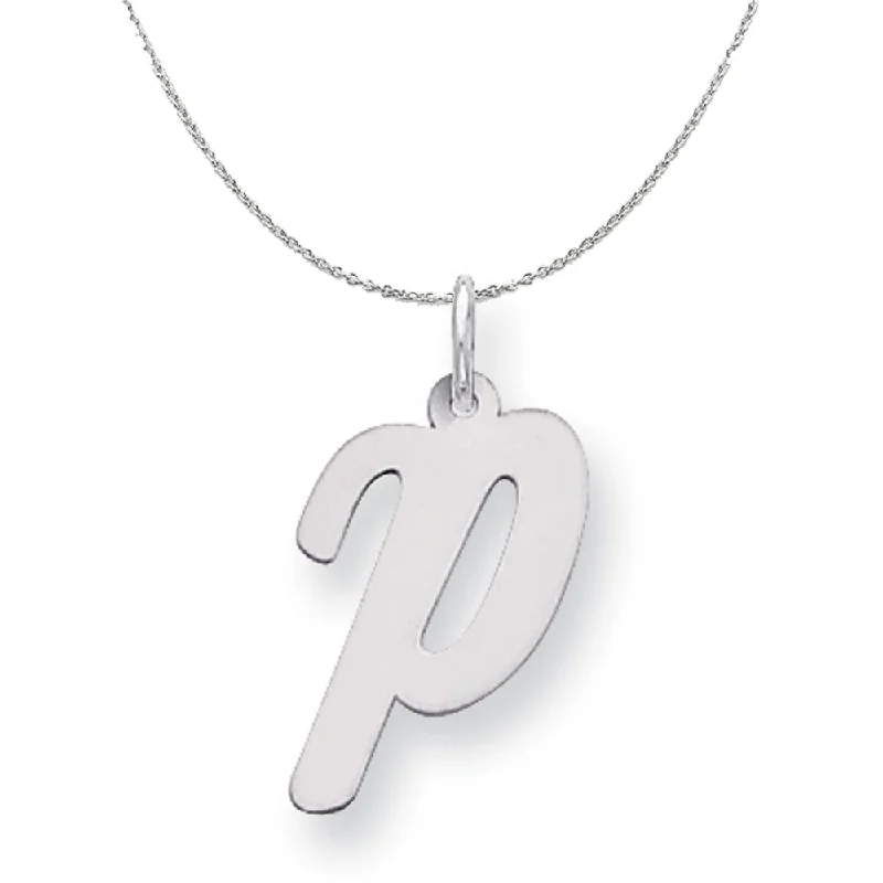 Sleek tungsten necklace-Silver Madison Collection LG Classic Script Initial P Necklace