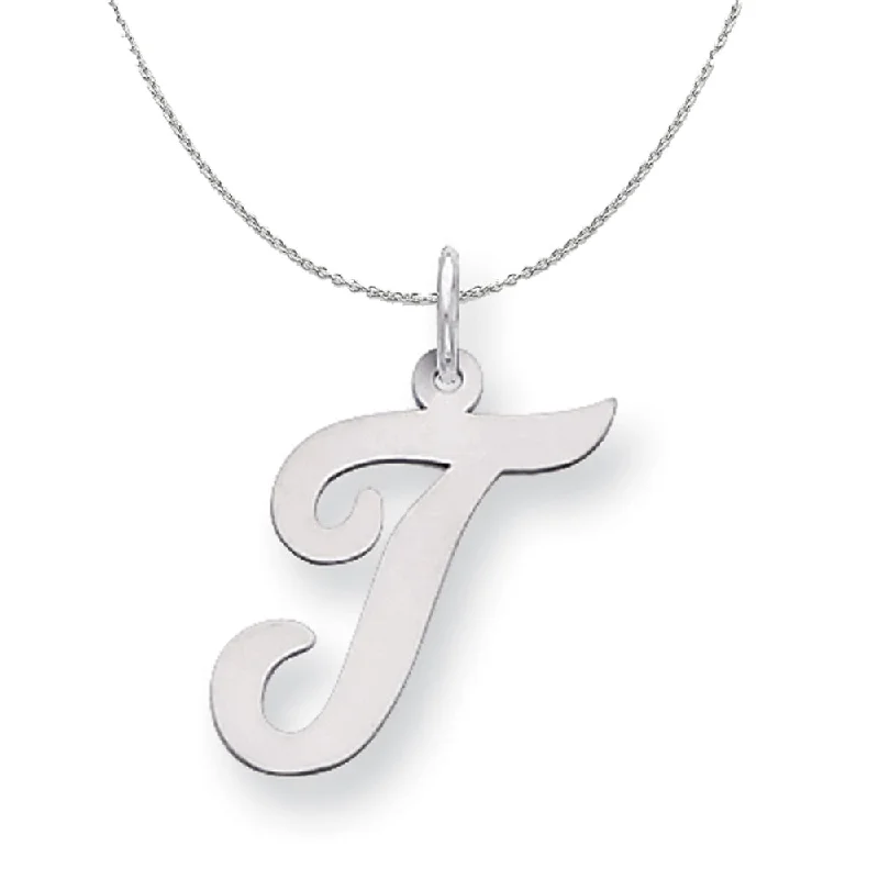 Single pearl necklace-Silver Madison Collection LG Classic Script Initial T Necklace