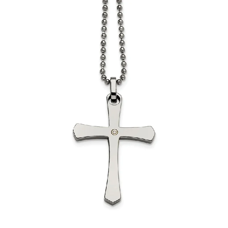 Dusk moon necklace-Stainless Steel and Diamond Accent Cross Necklace - 22 Inch