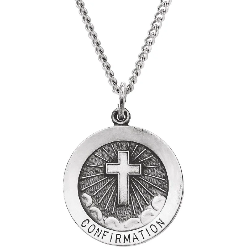 Sterling Silver 22mm Confirmation Medal Necklace, 24 Inch