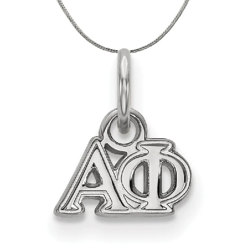 Sterling Silver Alpha Phi XS (Tiny) Greek Pendant Necklace