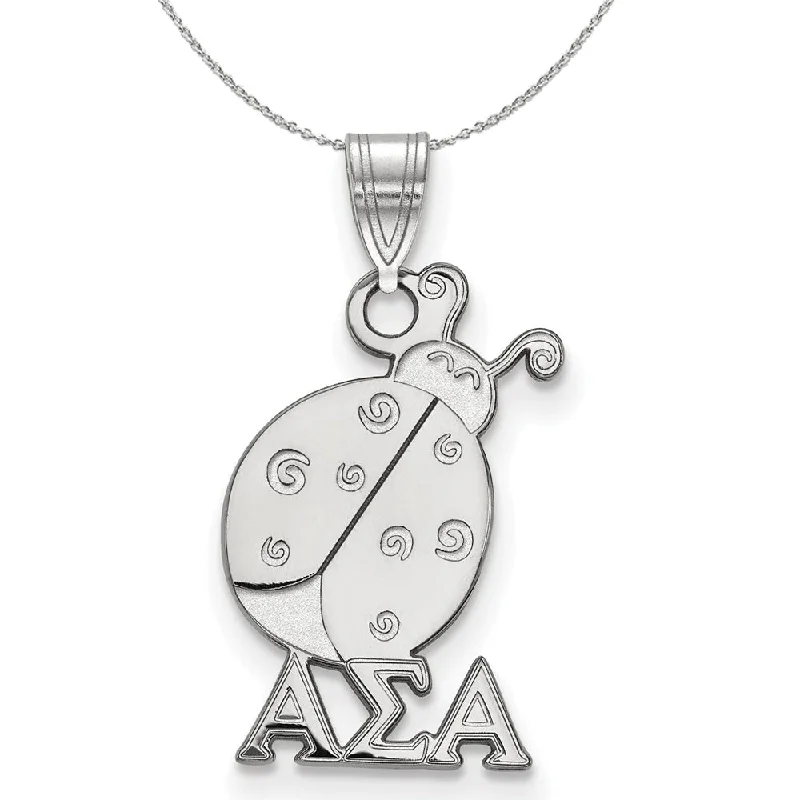 Hovering diamond necklace-Sterling Silver Alpha Sigma Alpha Small Pendant Necklace