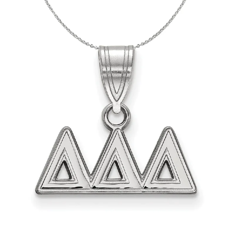 High gem necklace-Sterling Silver Delta Delta Delta Medium Greek Necklace