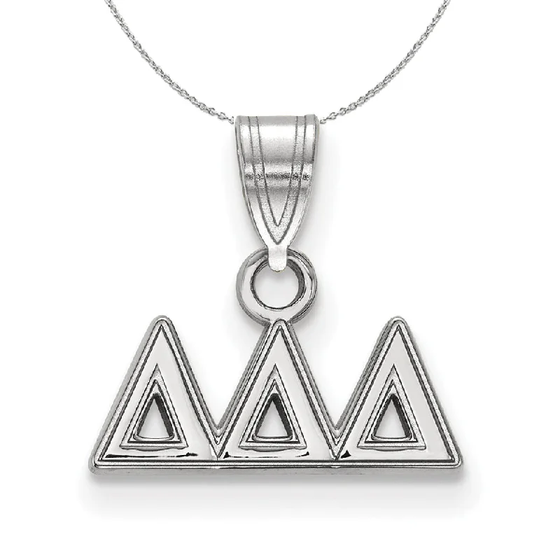 Bold emerald necklace-Sterling Silver Delta Delta Delta Small Greek Necklace