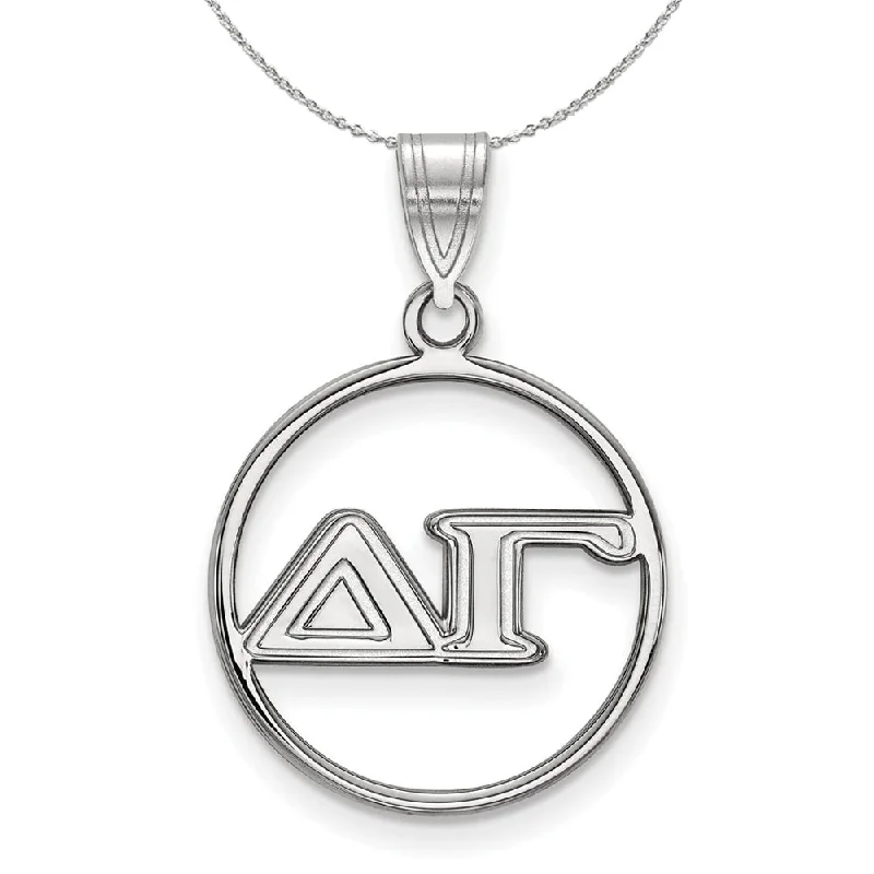 Mosaic chain necklace-Sterling Silver Delta Gamma Medium Circle Greek Necklace