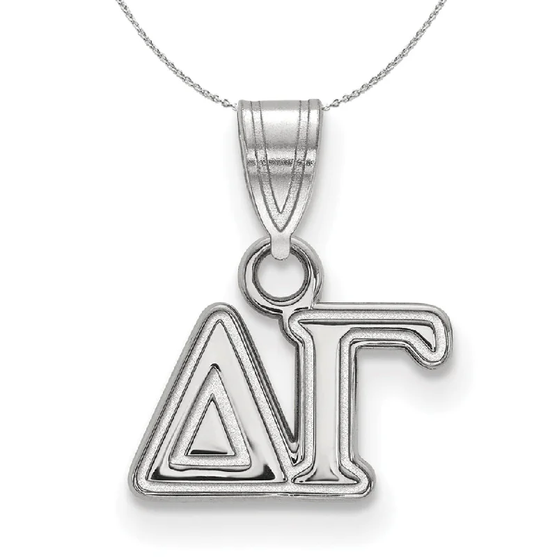 Polished palladium necklace-Sterling Silver Delta Gamma Small Greek Necklace