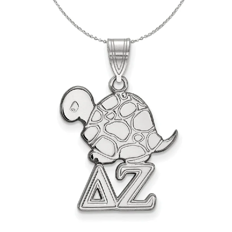 Chiseled gem necklace-Sterling Silver Delta Zeta Medium Pendant Necklace